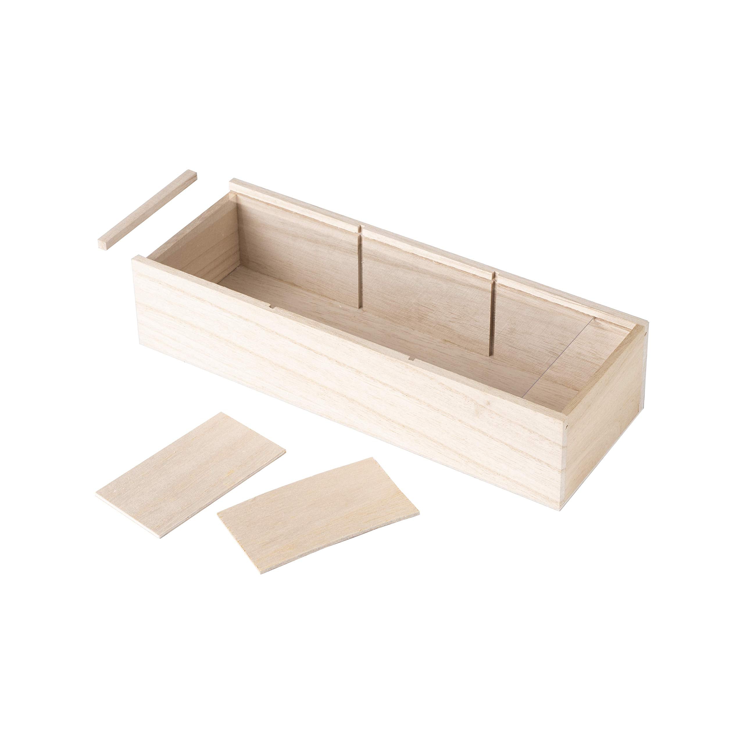 Wooden Case 3 Sectional Candy Gift Box  4 Pack 10.25''x3.75''x2.25'' Present Boxes and Best for Birthday, Wedding and Party Favors